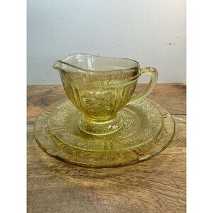 Vintage Federal Glass Co. SHARON "Cabbage Rose" Amber Cup Plates 3 Pieces